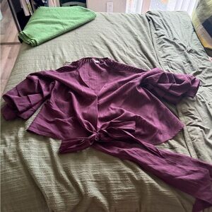 Chelsea 28 Size Large Whimsigoth Purple Ruffle Tie Jacket